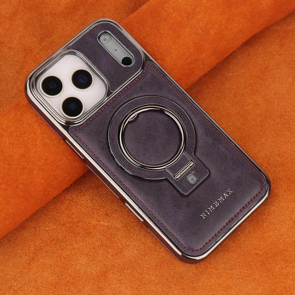 Buy Luxury Leather Invisible Stand for iPhone Case, Transmitg Magnetic Phone Case for iPhone Built-in Invisible Stand - PHOEBE at Caseles-iPhone 17 Pro Max, Phoebe-Purple