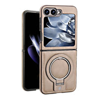 Buy Luxury Leather Magnetic Case for Samsung Z Series, Built-in Invisible Stand, Premium Phone Cover - PHONEX at Caseles-Samsung Galaxy Z Flip 7, Beige