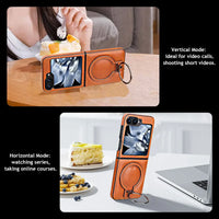 Buy Luxury Leather Magnetic Case for Samsung Z Series, Built-in Invisible Stand, Premium Phone Cover - PHONEX at Caseles-Samsung Galaxy Z Flip 7, Bronze