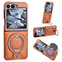 Buy Luxury Leather Magnetic Case for Samsung Z Series, Built-in Invisible Stand, Premium Phone Cover - PHONEX at Caseles-Samsung Galaxy Z Flip 7, Bronze