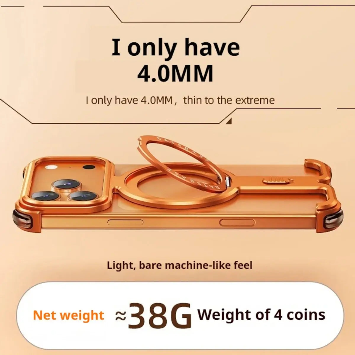 Buy Pie Case, with Invisible Magnetic O-Ring Stand Case, Minimalist Phone Case for iPhone - PIE at Caseles-iPhone 17 Pro Max, Orange