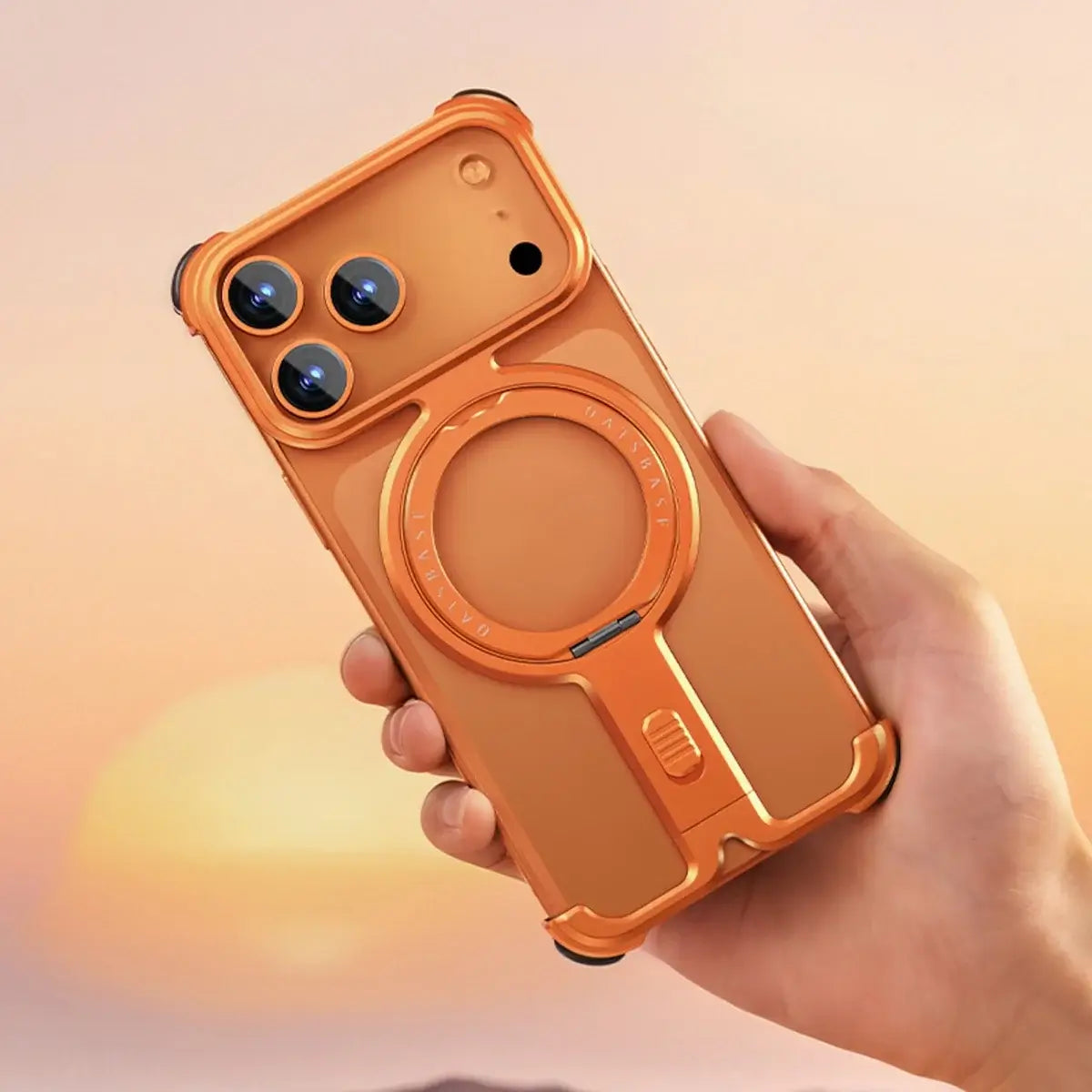 Buy Pie Case, with Invisible Magnetic O-Ring Stand Case, Minimalist Phone Case for iPhone - PIE at Caseles-iPhone 17 Pro Max, Orange