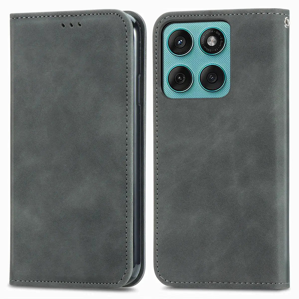 Buy Skin Touch Leather Wallet Case with Magnetic Closure, Slim Card Holder Flip Cover with Foldable Kickstand, Shockproof Protective Phone Case - Rhodes at Caseles-Motorola Edge Plus (2026), Bronze