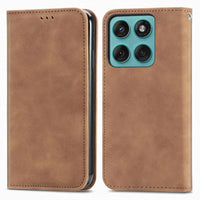 Buy Skin Touch Leather Wallet Case with Magnetic Closure, Slim Card Holder Flip Cover with Foldable Kickstand, Shockproof Protective Phone Case - Rhodes at Caseles-Motorola Edge Plus (2026), Bronze