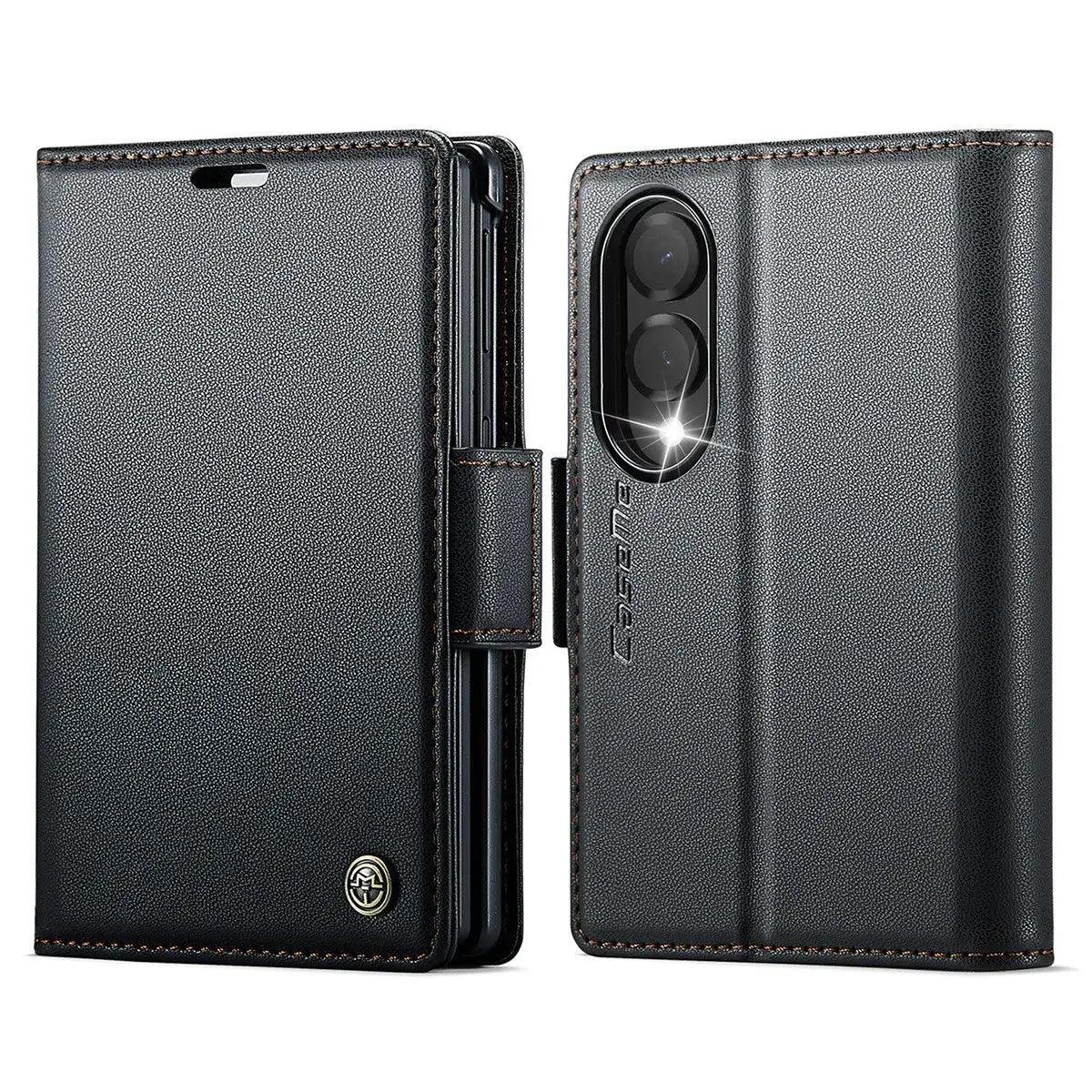 Buy Premium PU Leather Wallet Case with RFID Blocking, Secure Magnetic Closure, Card Slots & Multi-Angle Kickstand - ROAN at Caseles-Samsung Galaxy Z Fold 8, Black