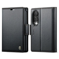 Buy Premium PU Leather Wallet Case with RFID Blocking, Secure Magnetic Closure, Card Slots & Multi-Angle Kickstand - ROAN at Caseles-Samsung Galaxy Z Fold 8, Black