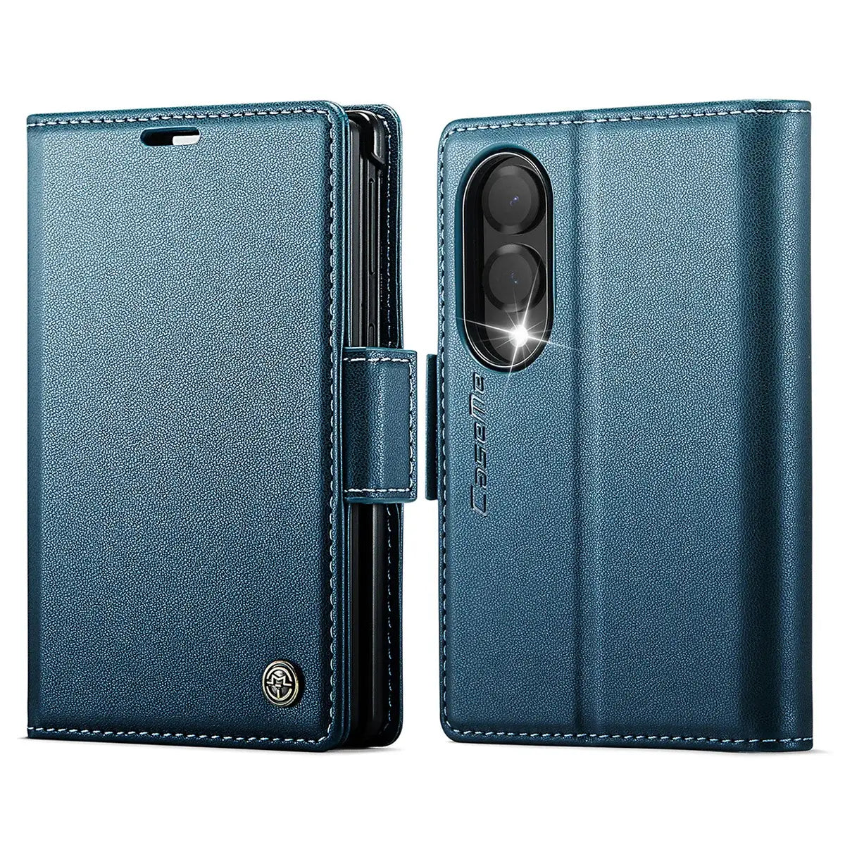 Buy Premium PU Leather Wallet Case with RFID Blocking, Secure Magnetic Closure, Card Slots & Multi-Angle Kickstand - ROAN at Caseles-Samsung Galaxy Z Fold 8, Blue