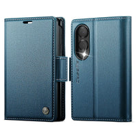 Buy Premium PU Leather Wallet Case with RFID Blocking, Secure Magnetic Closure, Card Slots & Multi-Angle Kickstand - ROAN at Caseles-Samsung Galaxy Z Fold 8, Blue