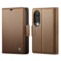 Buy Premium PU Leather Wallet Case with RFID Blocking, Secure Magnetic Closure, Card Slots & Multi-Angle Kickstand - ROAN at Caseles-Samsung Galaxy Z Fold 8, Brown