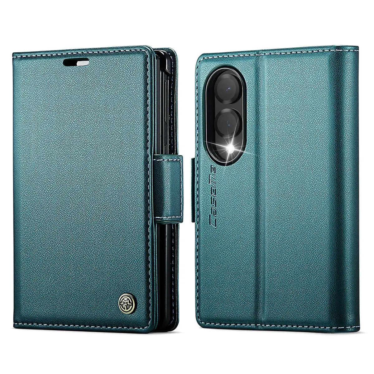 Buy Premium PU Leather Wallet Case with RFID Blocking, Secure Magnetic Closure, Card Slots & Multi-Angle Kickstand - ROAN at Caseles-Samsung Galaxy Z Fold 8, Green