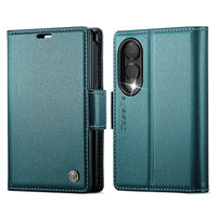 Buy Premium PU Leather Wallet Case with RFID Blocking, Secure Magnetic Closure, Card Slots & Multi-Angle Kickstand - ROAN at Caseles-Samsung Galaxy Z Fold 8, Green