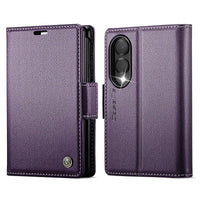 Buy Premium PU Leather Wallet Case with RFID Blocking, Secure Magnetic Closure, Card Slots & Multi-Angle Kickstand - ROAN at Caseles-Samsung Galaxy Z Fold 8, Purple