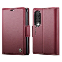 Buy Premium PU Leather Wallet Case with RFID Blocking, Secure Magnetic Closure, Card Slots & Multi-Angle Kickstand - ROAN at Caseles-Samsung Galaxy Z Fold 8, Red