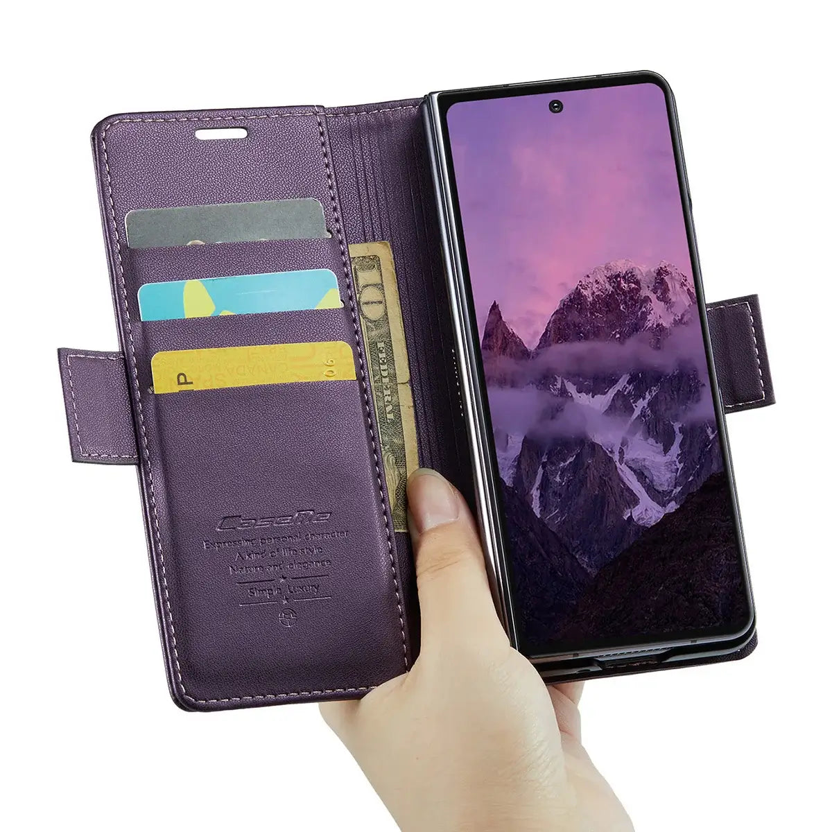 Buy Premium PU Leather Wallet Case with RFID Blocking, Secure Magnetic Closure, Card Slots & Multi-Angle Kickstand - ROAN at Caseles-Samsung Galaxy Z Fold 8 Ultra, Black