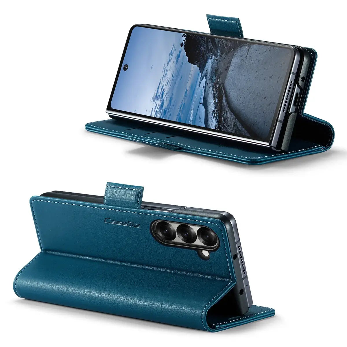 Buy Premium PU Leather Wallet Case with RFID Blocking, Secure Magnetic Closure, Card Slots & Multi-Angle Kickstand - ROAN at Caseles-Samsung Galaxy Z Fold 8 Ultra, Black