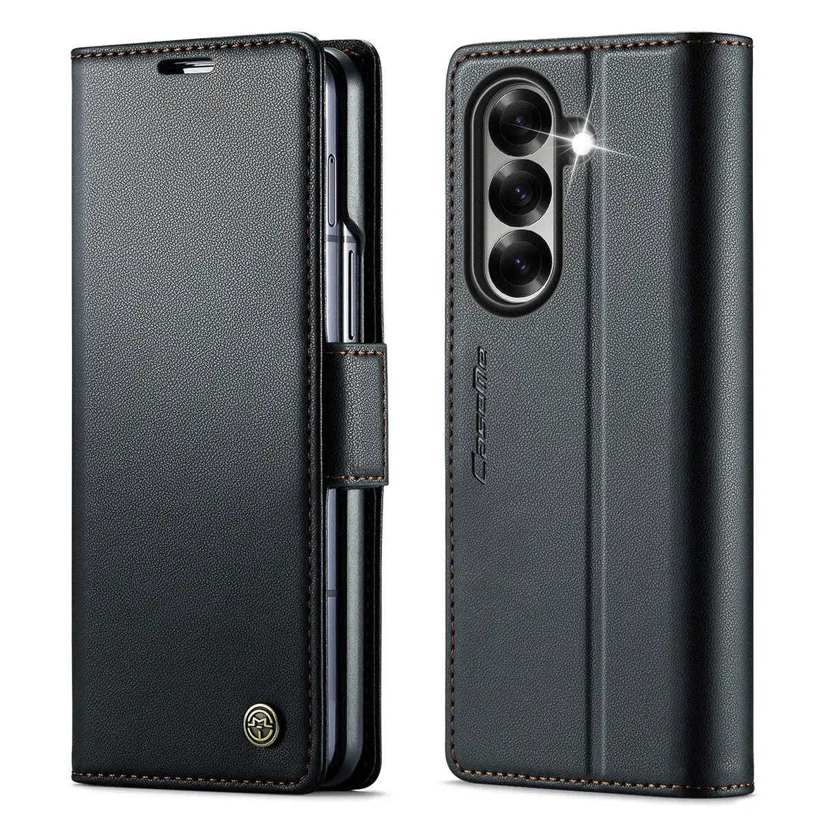 Buy Premium PU Leather Wallet Case with RFID Blocking, Secure Magnetic Closure, Card Slots & Multi-Angle Kickstand - ROAN at Caseles-Samsung Galaxy Z Fold 8 Ultra, Black