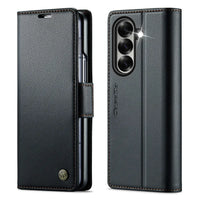 Buy Premium PU Leather Wallet Case with RFID Blocking, Secure Magnetic Closure, Card Slots & Multi-Angle Kickstand - ROAN at Caseles-Samsung Galaxy Z Fold 8 Ultra, Black