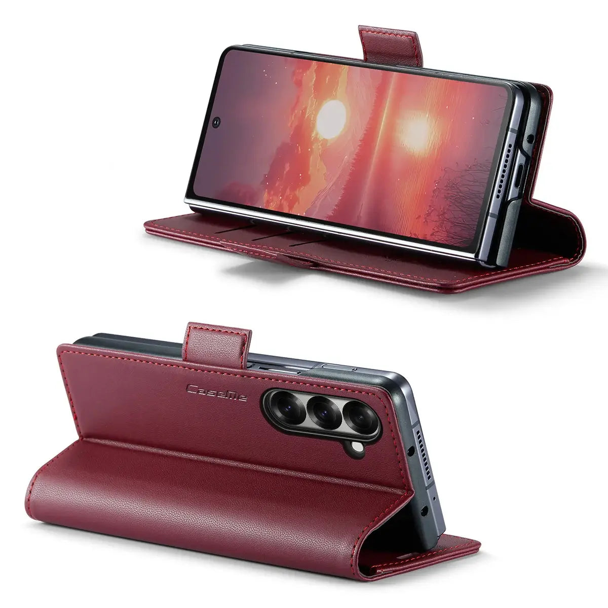 Buy Premium PU Leather Wallet Case with RFID Blocking, Secure Magnetic Closure, Card Slots & Multi-Angle Kickstand - ROAN at Caseles-Samsung Galaxy Z Fold 8 Ultra, Black