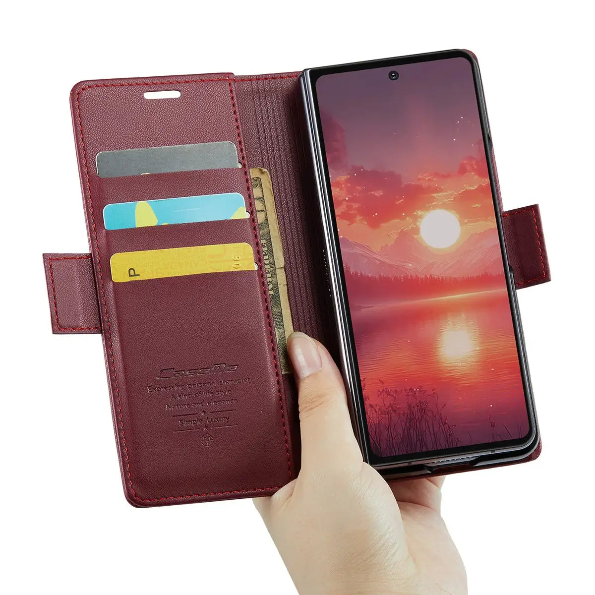Buy Premium PU Leather Wallet Case with RFID Blocking, Secure Magnetic Closure, Card Slots & Multi-Angle Kickstand - ROAN at Caseles-Samsung Galaxy Z Fold 8 Ultra, Black