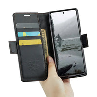 Buy Premium PU Leather Wallet Case with RFID Blocking, Secure Magnetic Closure, Card Slots & Multi-Angle Kickstand - ROAN at Caseles-Samsung Galaxy Z Fold 8 Ultra, Black