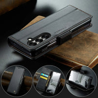 Buy Premium PU Leather Wallet Case with RFID Blocking, Secure Magnetic Closure, Card Slots & Multi-Angle Kickstand - ROAN at Caseles-Samsung Galaxy Z Fold 8 Ultra, Black