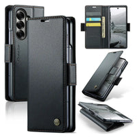 Buy Premium PU Leather Wallet Case with RFID Blocking, Secure Magnetic Closure, Card Slots & Multi-Angle Kickstand - ROAN at Caseles-Samsung Galaxy Z Fold 8 Ultra, Black