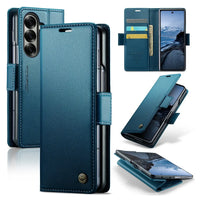 Buy Premium PU Leather Wallet Case with RFID Blocking, Secure Magnetic Closure, Card Slots & Multi-Angle Kickstand - ROAN at Caseles-Samsung Galaxy Z Fold 8 Ultra, Blue