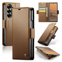 Buy Premium PU Leather Wallet Case with RFID Blocking, Secure Magnetic Closure, Card Slots & Multi-Angle Kickstand - ROAN at Caseles-Samsung Galaxy Z Fold 8 Ultra, Brown