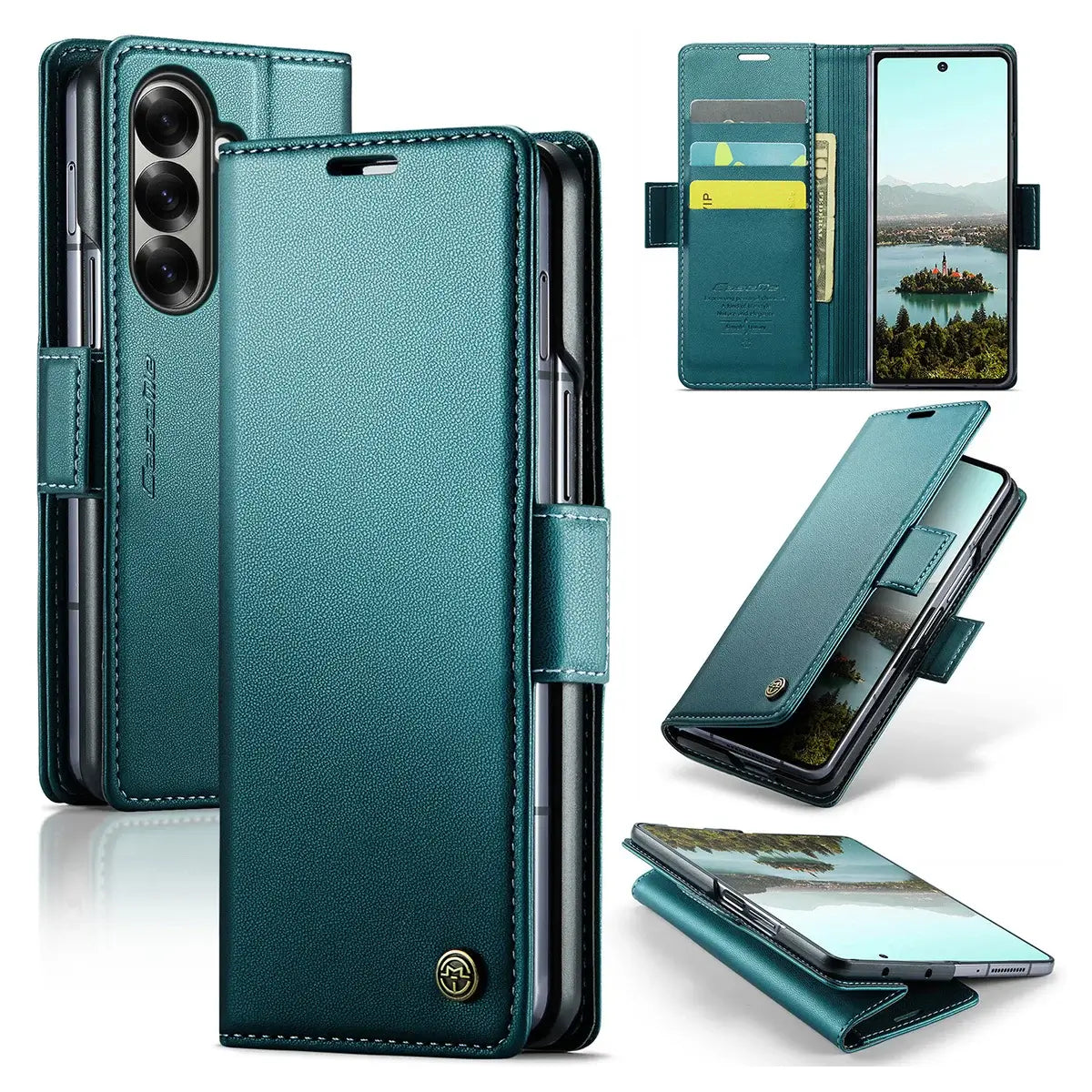 Buy Premium PU Leather Wallet Case with RFID Blocking, Secure Magnetic Closure, Card Slots & Multi-Angle Kickstand - ROAN at Caseles-Samsung Galaxy Z Fold 8 Ultra, Green