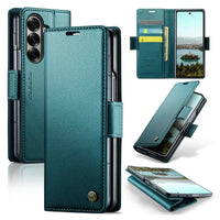 Buy Premium PU Leather Wallet Case with RFID Blocking, Secure Magnetic Closure, Card Slots & Multi-Angle Kickstand - ROAN at Caseles-Samsung Galaxy Z Fold 8 Ultra, Green