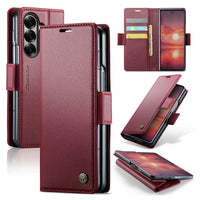 Buy Premium PU Leather Wallet Case with RFID Blocking, Secure Magnetic Closure, Card Slots & Multi-Angle Kickstand - ROAN at Caseles-Samsung Galaxy Z Fold 8 Ultra, Red