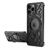 Buy Luxury Aluminum iPhone Case with 360° Rotatable Ring Kickstand, Magnetic Slim Shockproof Cover, Heat Dissipation, Titanium Finish - Rockwell at Caseles-iPhone 16 Pro Max, Black