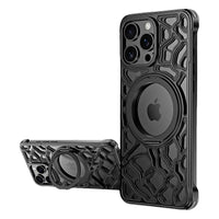Buy Luxury Aluminum iPhone Case with 360° Rotatable Ring Kickstand, Magnetic Slim Shockproof Cover, Heat Dissipation, Titanium Finish - Rockwell at Caseles-iPhone 16 Pro Max, Black