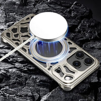 Buy Aluminum Metal Frameless Design Bumper Phone Case for iPhone with Rotatable Ring Holder Magnetic Kickstand Cover - ZEE at Caseles-iPhone 17 Pro Max, Black