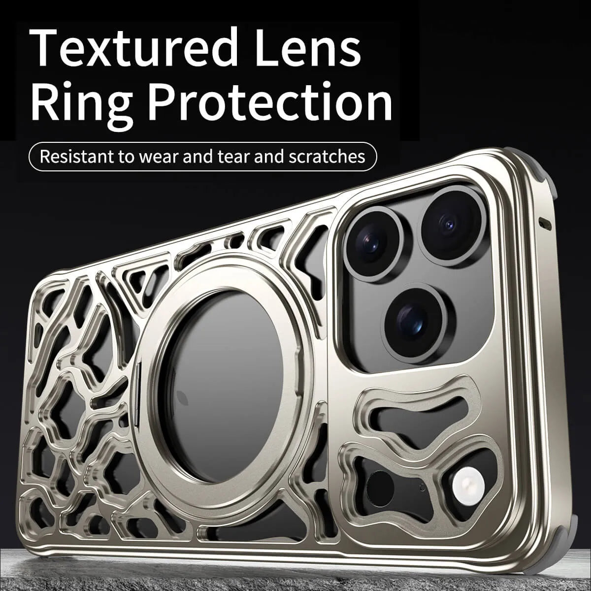 Buy Aluminum Metal Frameless Design Bumper Phone Case for iPhone with Rotatable Ring Holder Magnetic Kickstand Cover - ZEE at Caseles-iPhone 17 Pro Max, Black