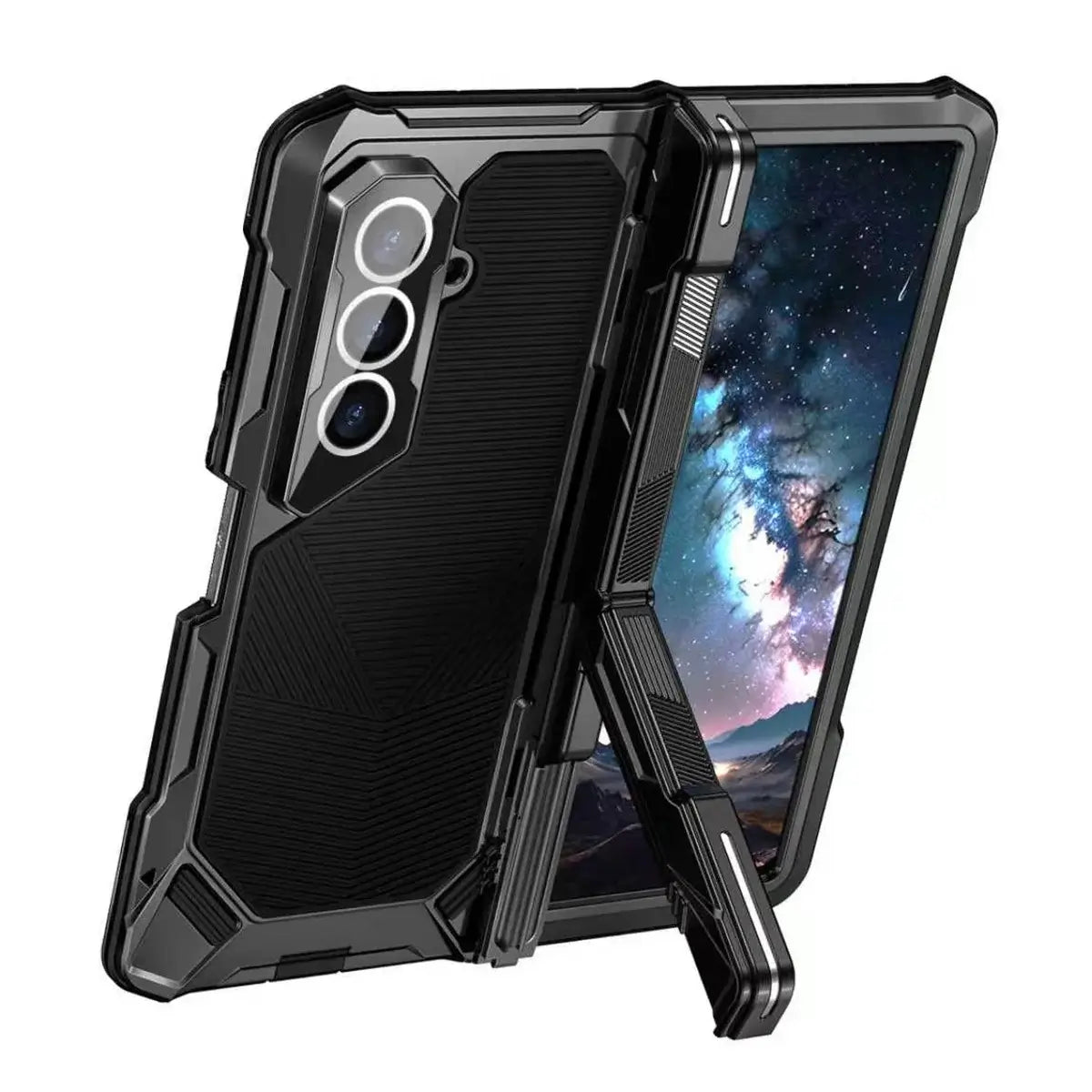 Buy Heavy-Duty Magnetic Case with Built-In PET Screen Protector, Hinge Guard & 18FT Drop Defense - ROOK at Caseles-Samsung Galaxy Z Fold 8 Ultra, Black