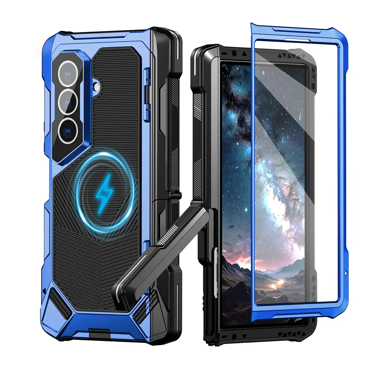 Buy Heavy-Duty Magnetic Case with Built-In PET Screen Protector, Hinge Guard & 18FT Drop Defense - ROOK at Caseles-Samsung Galaxy Z Fold 8 Ultra, Blue