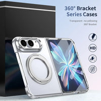 Buy Transparent Magnetic Case with 360° Metal Ring Stand, 1:1 Precise Camera Protection, Screen Protector & 12FT Drop Defense - REVON at Caseles-iPhone Duo, Black
