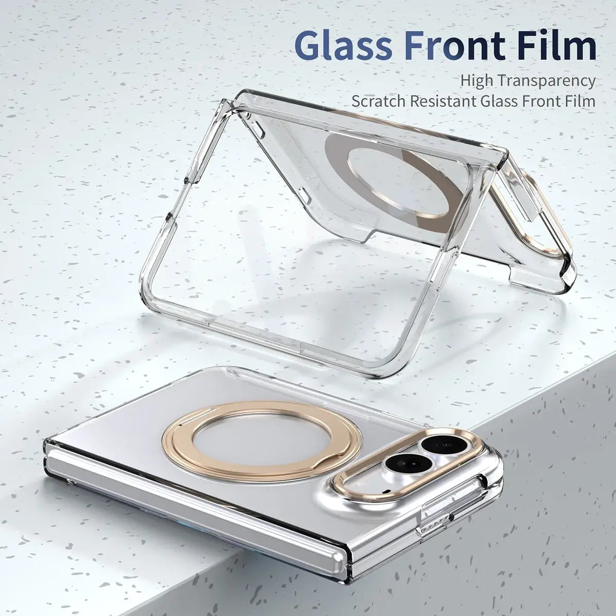Buy Transparent Magnetic Case with 360° Metal Ring Stand, 1:1 Precise Camera Protection, Screen Protector & 12FT Drop Defense - REVON at Caseles-iPhone Duo, Black
