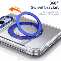 Buy Transparent Magnetic Case with 360° Metal Ring Stand, 1:1 Precise Camera Protection, Screen Protector & 12FT Drop Defense - REVON at Caseles-iPhone Duo, Black