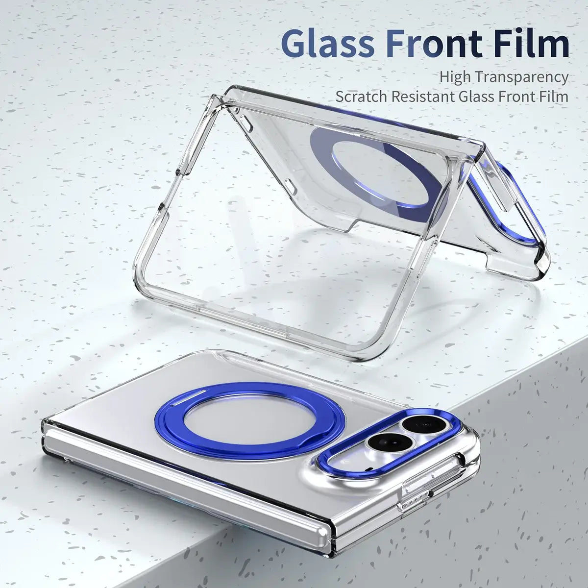 Buy Transparent Magnetic Case with 360° Metal Ring Stand, 1:1 Precise Camera Protection, Screen Protector & 12FT Drop Defense - REVON at Caseles-iPhone Duo, Black