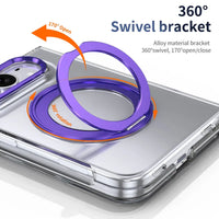 Buy Transparent Magnetic Case with 360° Metal Ring Stand, 1:1 Precise Camera Protection, Screen Protector & 12FT Drop Defense - REVON at Caseles-iPhone Duo, Black