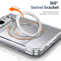 Buy Transparent Magnetic Case with 360° Metal Ring Stand, 1:1 Precise Camera Protection, Screen Protector & 12FT Drop Defense - REVON at Caseles-iPhone Duo, Black