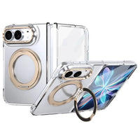Buy Transparent Magnetic Case with 360° Metal Ring Stand, 1:1 Precise Camera Protection, Screen Protector & 12FT Drop Defense - REVON at Caseles-iPhone Duo, Gold