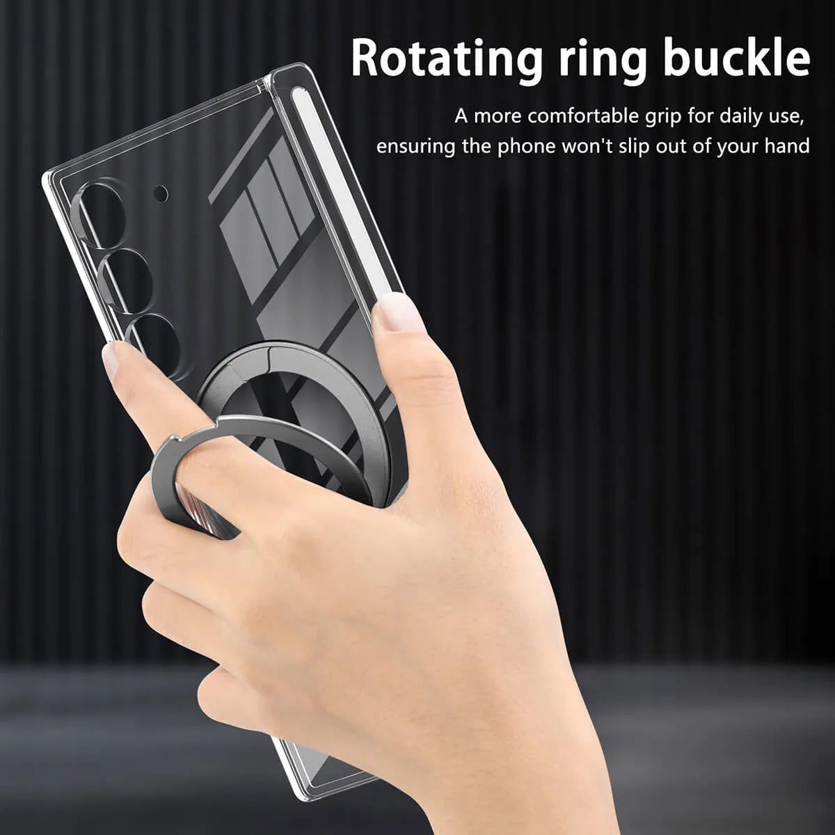 Buy Caseles Z Fold 7, Z Flip 7 360° Rotatable Stand Ring Holder, Compatible with Magsafe, Magnetic Kickstand Shockproof Cover - ROWEN at Caseles-Samsung Galaxy Z Fold 7, Black