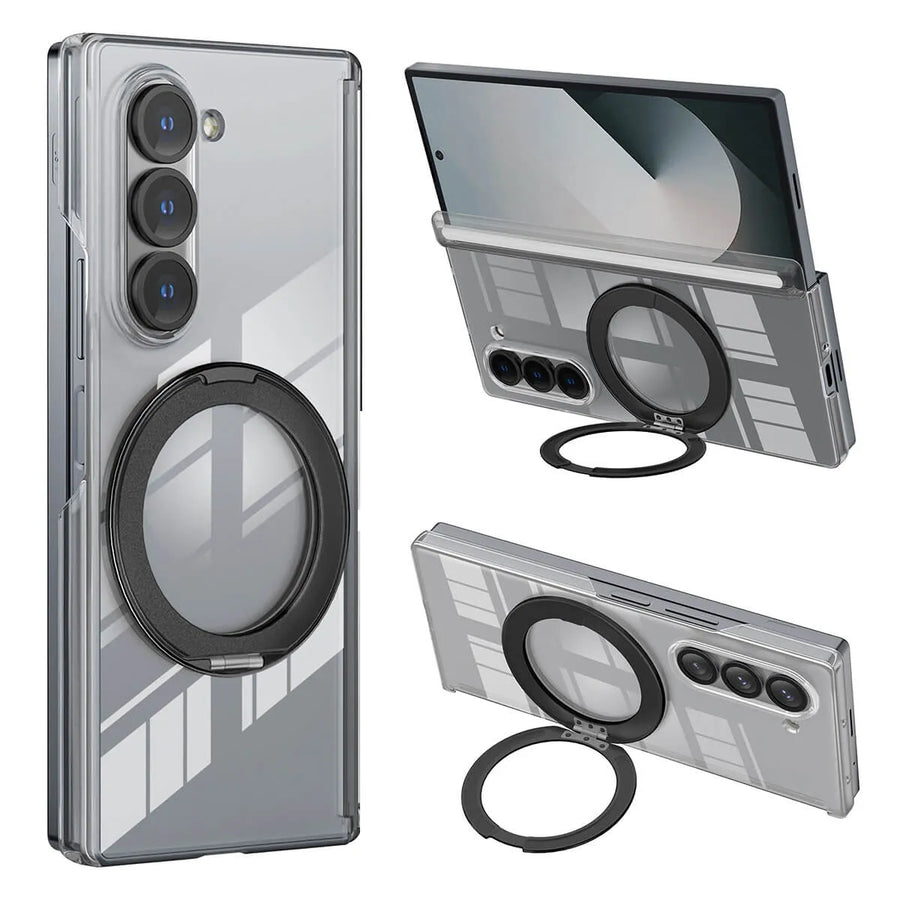 Buy Caseles Z Fold 7, Z Flip 7 360° Rotatable Stand Ring Holder, Compatible with Magsafe, Magnetic Kickstand Shockproof Cover - ROWEN at Caseles-Samsung Galaxy Z Fold 7, Black