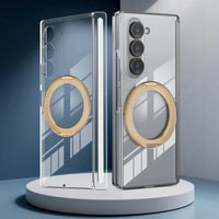 Buy Caseles Z Fold 7, Z Flip 7 360° Rotatable Stand Ring Holder, Compatible with Magsafe, Magnetic Kickstand Shockproof Cover - ROWEN at Caseles-Samsung Galaxy Z Fold 7, Gold