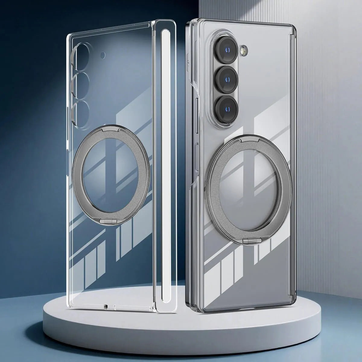 Buy Caseles Z Fold 7, Z Flip 7 360° Rotatable Stand Ring Holder, Compatible with Magsafe, Magnetic Kickstand Shockproof Cover - ROWEN at Caseles-Samsung Galaxy Z Fold 7, Gray