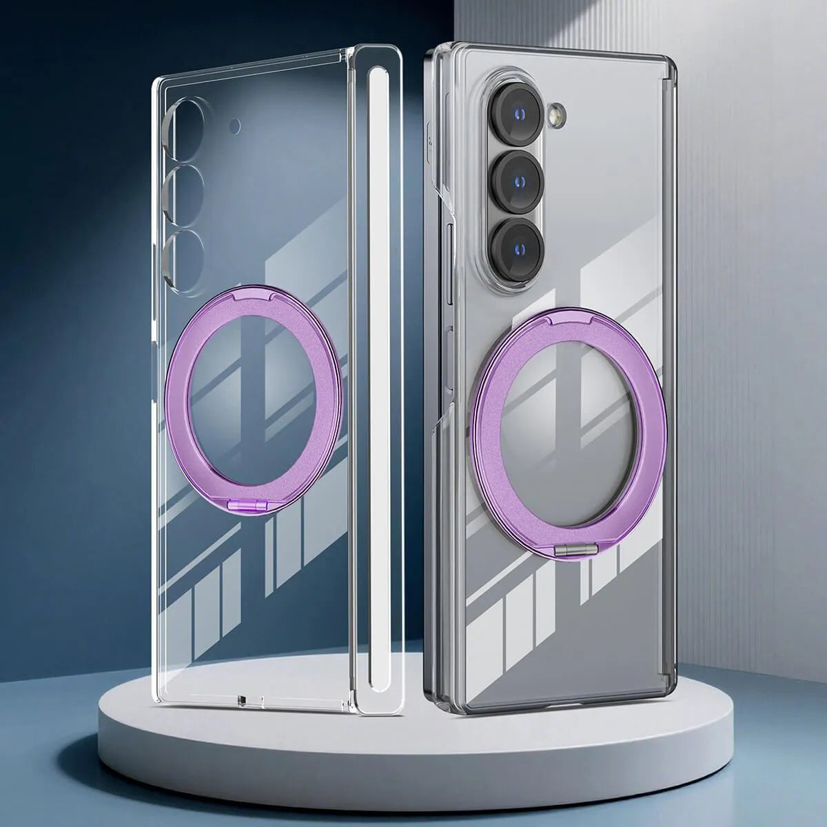 Buy Caseles Z Fold 7, Z Flip 7 360° Rotatable Stand Ring Holder, Compatible with Magsafe, Magnetic Kickstand Shockproof Cover - ROWEN at Caseles-Samsung Galaxy Z Fold 7, Purple