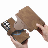 Buy Retro Magnetic Wallet Case, Support Magsafe, Detachable 2in1 Folio Flip Cover, with Card Slots - Ryder at Caseles-Samsung Galaxy S25 Ultra, Brown